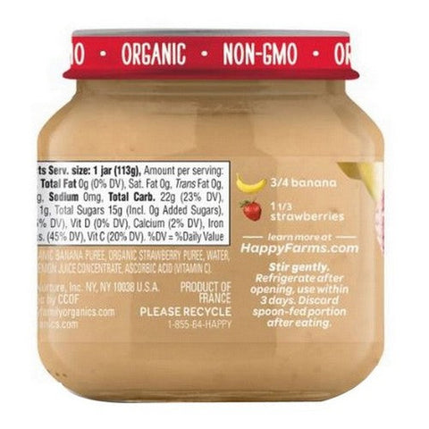 Happy Baby Food, Banana And Strawberries Baby Food, 4 Oz(Case Of 6) Happy Baby Food