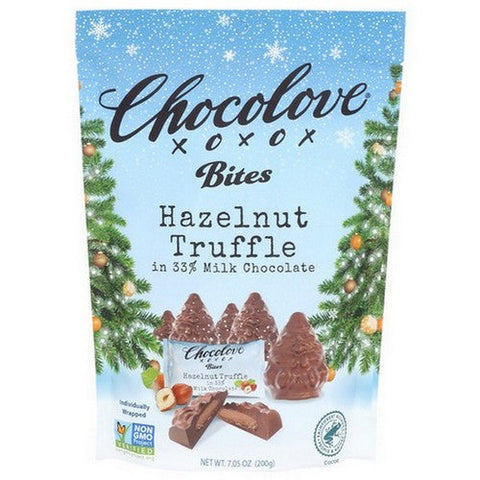 Chocolove, Holiday Hazelnut Truffle Milk Chocolate Bag, 7.05 Oz(Case Of 8) Chocolove