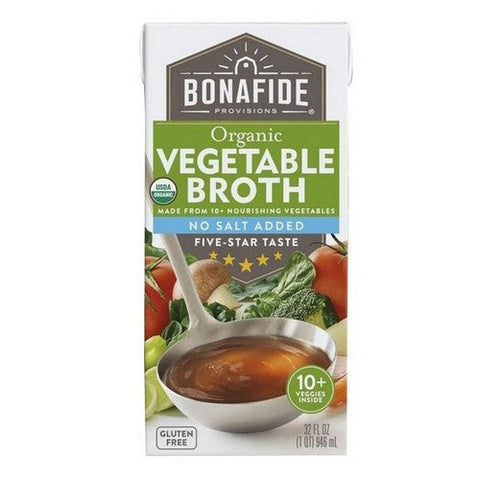 Bonafide Provisions, No Salt Added Organic Vegetable Broth, 32 Oz(Case Of 6) Bonafide Provisions
