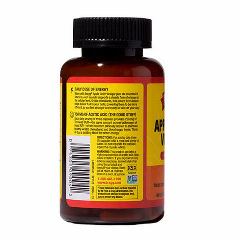 Bragg's Liquid Aminos, True Energy Apple Cider Vinegar Plus 6 B Vitamins, 90 Capsules Bragg's Liquid Aminos
