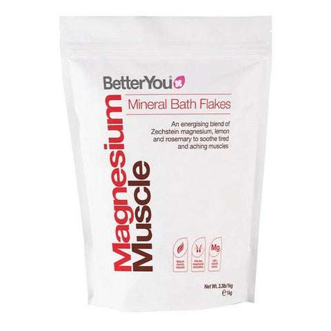 Betteryou, Magnesium Muscle Mineral Bath Flakes Lemon And Rosemary, 2.3 Lb Betteryou