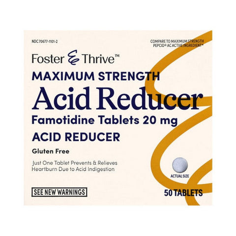 Foster And Thrive, Maximum Strength Acid Reducer Famotidine, 20 Mg, 50 Tabs Foster And Thrive