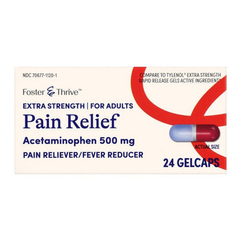 Foster And Thrive, Extra Strength Pain Relief Acetaminophen, 500 Mg, 24 Caps