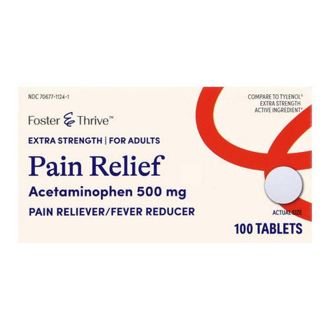 Foster And Thrive, Extra Strength Pain Relief Acetaminophen, 500 Mg, 100 Tabs