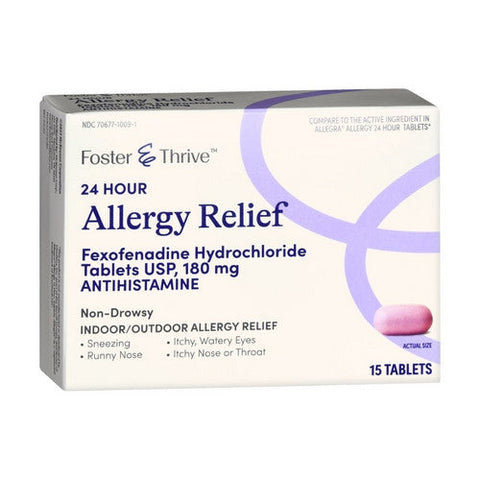 Foster And Thrive, Allergy Relief Fexofenadine Hcl, 180 Mg, 15 Tabs Foster And Thrive
