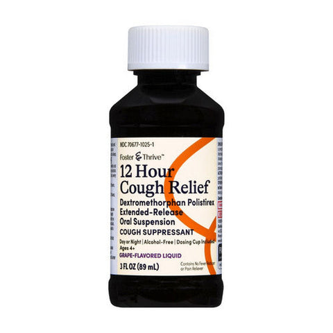 Foster And Thrive, 12 Hour Cough Relief Extended Release Oral Suspension Grape, 3 Oz