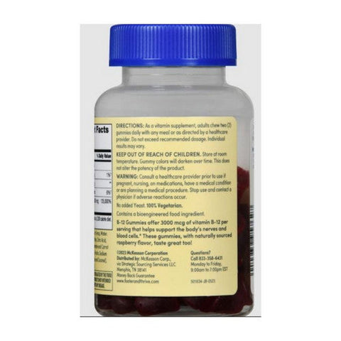 Foster And Thrive, Extra Strength Vitamin B-12 Gummies Raspberry, 3000 Mcg, 60 Count