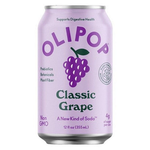 Olipop, Classic Grape Sparkling Tonic Healthy Soda Prebiotic Soft Drink Aids Digestive Health And Immune, 12 Oz (Case Of 12) Olipop