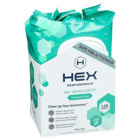 Hex Performance, Wet Dryer Sheets Fragrance Free, 120 Count (Case Of 6) Hex Performance