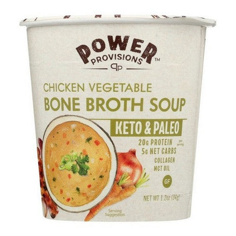 Power Provisions, Bone Broth Soup Chicken Vegetable Keto and Paleo, 1.2 Oz (Case Of 6) Power Provisions