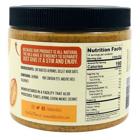 Debby's, Almond Butter With Dates, 16 Oz (Case Of 6) Debby's