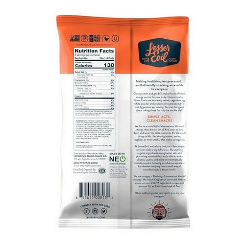 Lesser Evil, Organic Power Curls No Cheese Cheesiness, 4 Oz (Case Of 9) Lesser Evil