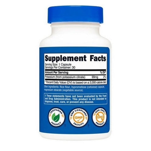 Nutricost, Potassium Citrate Capsules, 99 Mg, 30 Caps Nutricost