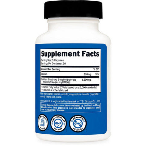 Nutricost, MyHMB Capsules, 1500 Mg, 60 Count Nutricost