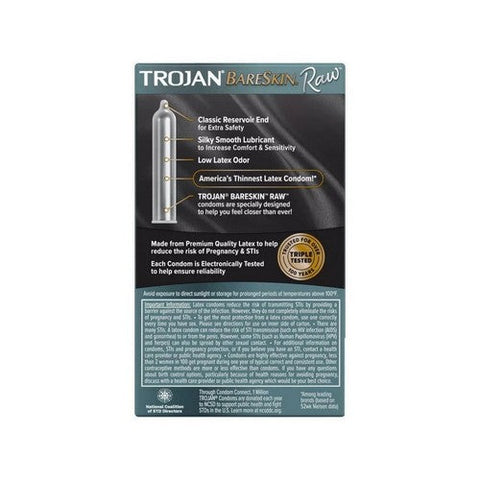 Trojan, Bareskin Raw Lubricated Latex Condoms, 10 Count Trojan