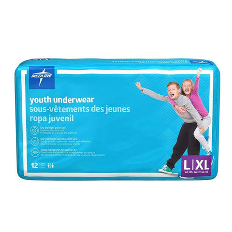 Medline, Drytime Disposable Protective Youth Underwear Large X-Large, 12 Count Medline