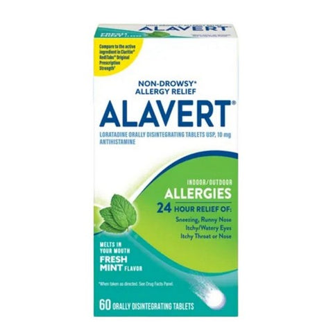 24 Hour Non-Drowsy Allergy Relief Tablets Fresh Mint 60 Tabs by Alavert
