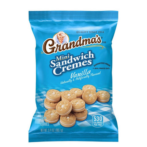 Mini Sandwich Cremes Cookies Vanilla Naturally And Artificially Flavored 3.71 Oz (Case Of 24) by Grandmas