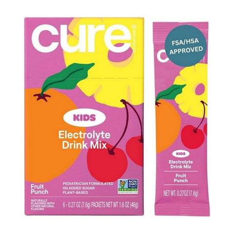 Cure Hydration, Kids Electrolyte Drink Mix Fruit Punch, 1.6 Oz Cure Hydration