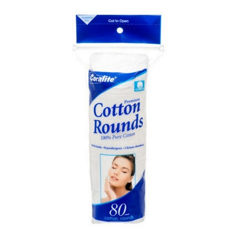 Coralite, 100% Premium Cotton Rounds, 80 Count Coralite