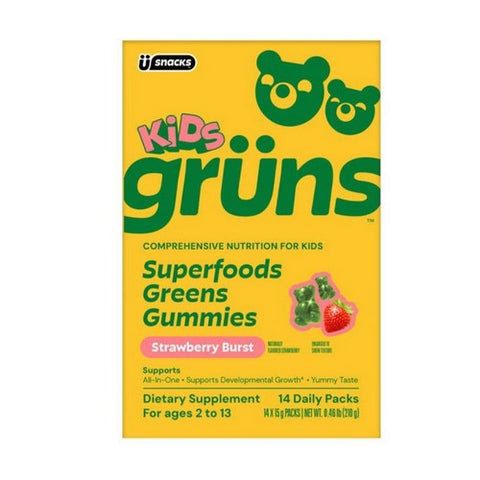 Kids Superfood Greens Gummies Strawberry Burst 14 Pack by Gruns