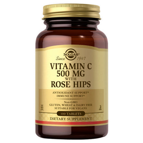 Solgar, Vitamin C With Rose Hips, 500 mg, 100 Tabs Solgar