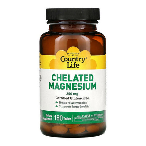 Country Life, Chelated Magnesium, 250 MG, 180 Tabs Country Life