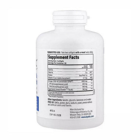 Kyolic, Aged Garlic Extract Omega 3 Cholesterol And Circulation, 180 Softgels Kyolic