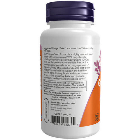 Now Foods, Grape Seed Extra Strength, 250 Mg, 90 Veg Caps Now Foods