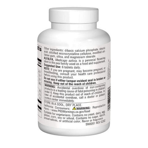 Source Naturals, Alfalfa, 648 Mg, 250 Tabs Source Naturals