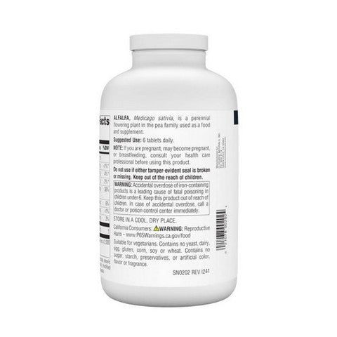 Source Naturals, Alfalfa, 648 Mg, 500 Tabs Source Naturals
