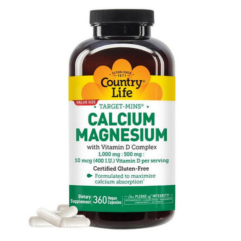 Country Life, Target Mins Calcium Magnesium With Vitamin D Complex, 360 Veg Caps Country Life