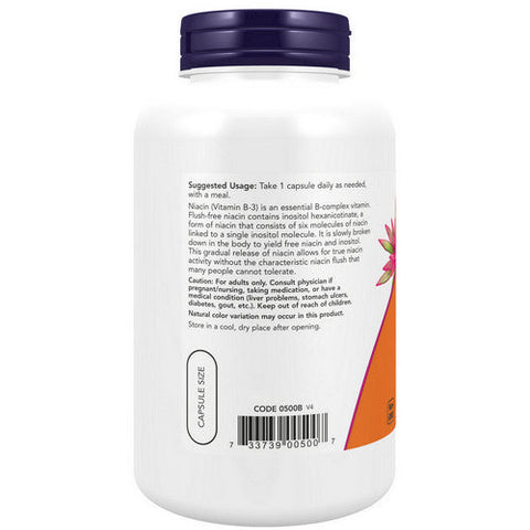 Now Foods, Flush-Free Niacin, 500mg, 180 Vcaps Now Foods