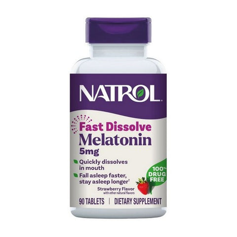 Natrol, Melatonin Fast Dissolve Strawberry, Stawberry 90 Tabs Natrol