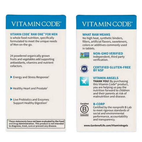 Garden of Life, Vitamin Code Raw One For Men Multivitamin Capsules, Raw One for Men, 30 Count Garden of Life