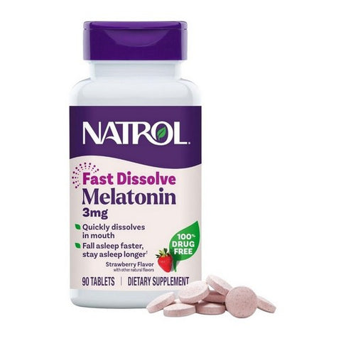 Natrol, Melatonin Fast Dissolve Strawberry, 3 mg, 90 tabs