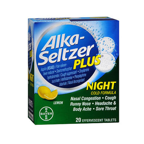 Phillips, Alka-Seltzer Night Cold Formula, Lemon 20 tabs Alka-Seltzer