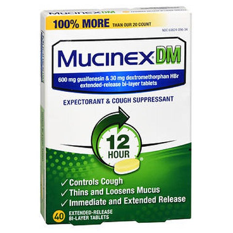Mucinex Dm, Expectorant And Cough Suppressant 12 Hour Extended-Release, 40 Tabs Mucinex Dm
