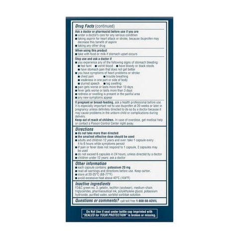Advil, Solubilized Ibuprofen Pain Reliever Fever Reducer, 200 Mg, 160 Liquid Filled Capsules
